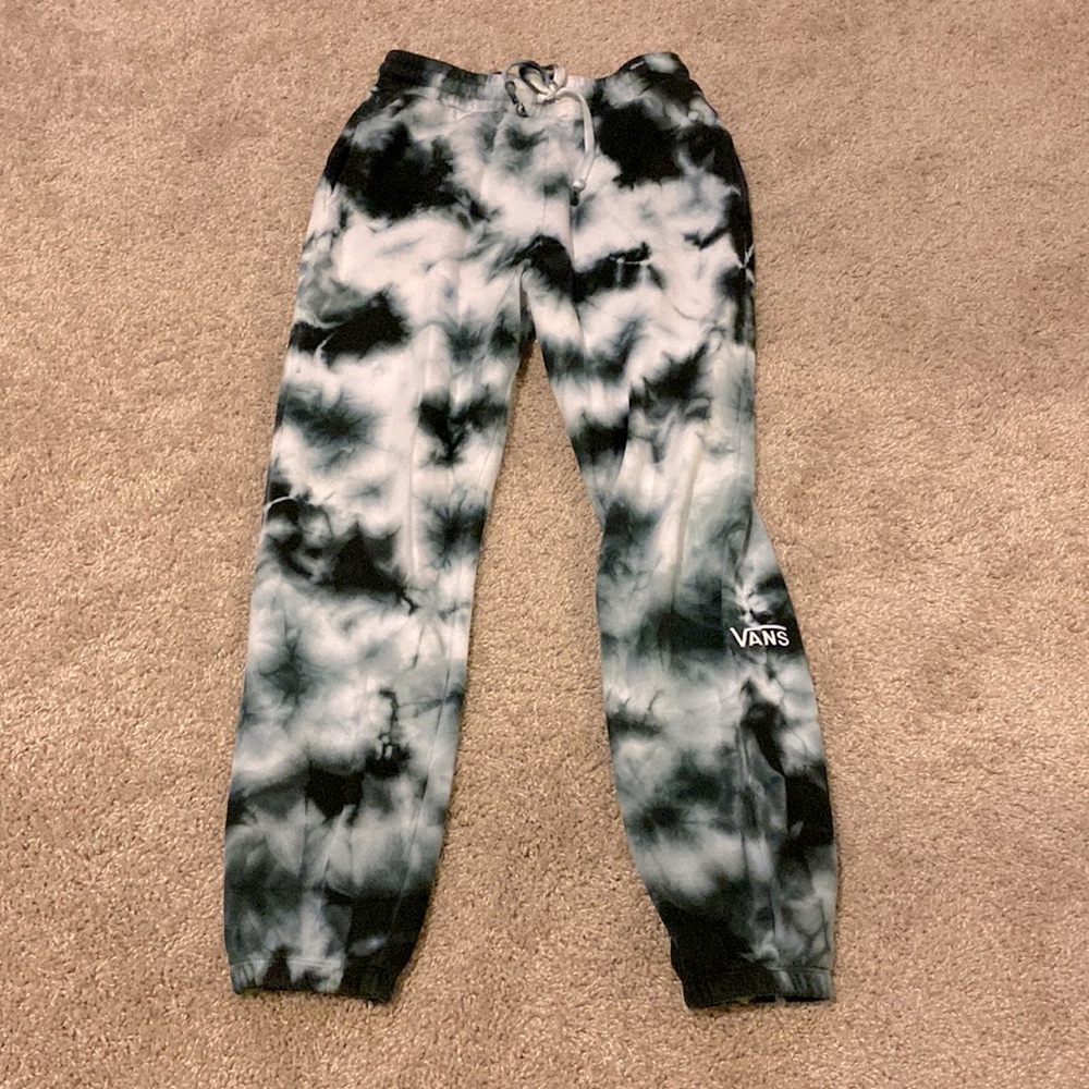 Vans dark teal and white tie dye sweatpants size XS.